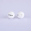 Christmas Printed Round with Snowman Pattern Silicone Focal Beads SI-JX0056A-119-1