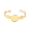 304 Stainless Steel Coffee Bean Chain Cuff Bracelet Blanks with Flat Round Bezel Settings SA-CBA4160-02C-G-2