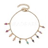 3mm Round Faceted Natural Amethyst & Lapis Lazuli & African Turquoise(Jasper) & Sunstone & Ruby/Red Corundum Charm Bracelets BJEW-JB10595-1