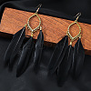 Alloy Horse Eye with Feather Dangle Earrings FS-WGC7A14-05-1