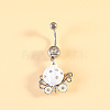 316L Surgical Stainless Steel Pave Cubic Zirconia Enamel Dangle Curved Barbell Belly Rings FS-WGB5546-14-1