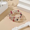 Glass Beads Five Loops Wrap Bracelets BJEW-JB09056-02-2