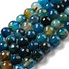 Faceted Natural Banded Agate Beads Strands G-F447-12mm-O08-2