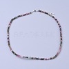 Natural Tourmaline Beaded Necklaces X-NJEW-K114-A-A15-1