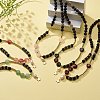 Natural Lava Rock & Gemstone Heart Beaded Necklace NJEW-JN03996-7
