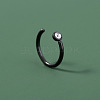 304 Stainless Steel Crystal Rhinestone Flat Round Cuff Hoop Nose Rings WG9BB1A-02-1
