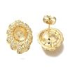 Brass Micro Pave Clear Cubic Zirconia Stud Earring Findings KK-K388-15G-1