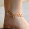 Brass Link Chain Anklets with Crystal Rhinestone Tassel for Women FS-WGD4BB9-01-2