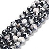 Electroplated Natural Fire Crackle Agate Round Beads Strands G-G0006-A02-03-2