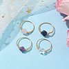 Star Cut Round Natural Mixed Gemstone Finger Rings RJEW-JR00726-2