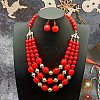 Acrylic Round Beaded Multilayer Necklaces & Dangle Earrings Sets FS-WG7ABDD-05-1