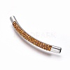 304 Stainless Steel Polymer Clay Rhinestone Curved Tube Links connectors STAS-E477-19C-2