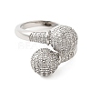 Round Brass Micro Pave Clear Cubic Zirconia Open Cuff Rings for Women RJEW-A046-10P-2