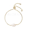 Oval Natural Pearl Beaded Slider Bracelet BJEW-JB09315-02-1