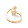 Clear Cubic Zirconia Flat Round Open Cuff Ring RJEW-G267-01G-2