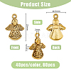 DICOSMETIC 80PCS 2Colors Tibetan Style Alloy Angel Pendants TIBEP-DC0001-06-2