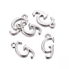 Platinum Plated Alloy Letter Pendants X-PALLOY-J718-01P-G-2