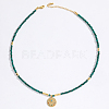 Stainless Steel Evil Eye Pendant Faceted Round Dyed Natural Quartz Beaded Necklaces for Women Ion Plating(IP) JF6983-8-1