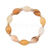 Horse Eye Natural Larvikite/Hematoid Quartz/Green Aventurine & Electroplate Non-magnetic Synthetic Hematite Beads Stretch Bracelets for Women BJEW-JB14076-4