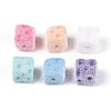 Flocking Opaque Acrylic Cube Beads OACR-T030-08M-3