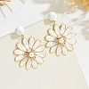 Flower Alloy Raffia Dangle Stud Earrings FS-WG63945-08-1