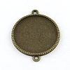 Tibetan Style Alloy Flat Round Cabochon Connector Settings TIBE-Q038-001F-AB-NR-1