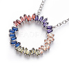 Brass Micro Pave Cubic Zirconia Pendant Necklaces NJEW-O105-01B-P-1