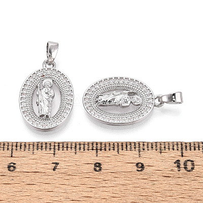 Religion Brass Micro Pave Cubic Zirconia Pendants KK-T073-49P-1