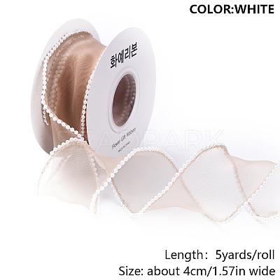 1Roll 5 Yards ABS Pearl Edged Mesh Ribbon for Bowknot Making OCOR-YW0001-13D-1