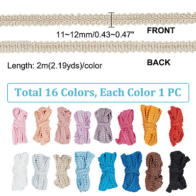 32M 16 Colors Polyester Centipede Braid Lace Trim OCOR-PH0002-23-1