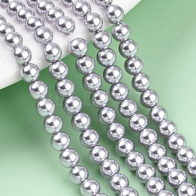 Baking Paint Pearlized Glass Pearl Bead Strands HY-N002-4mm-A04-1