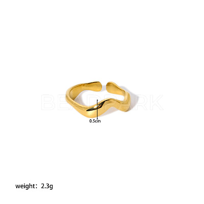 Elegant 304 Stainless Steel Wave Open Cuff Rings LS-TE5640-2-1