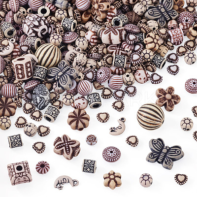 100G Mixed Antique Style Acrylic Beads MACR-TA0002-38-1