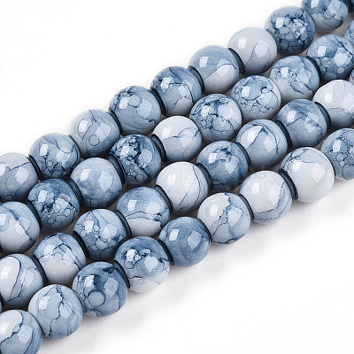 Baking Paint Glass Beads Strands X-DGLA-N003-8mm-C07-1