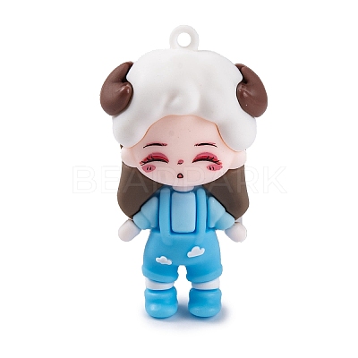 The 12 Chinese Zodiac Girl Doll PVC Plastic Pendants LS-KY-S172-16H-1