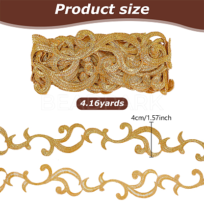 3.8M Ethnic Style Iron on/Sew on Embroidery Flower Polyester Lace Trim Ribbon OCOR-WH0070-121A-1