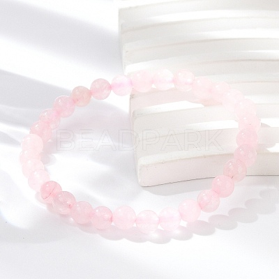 Natural Rose Quartz Beaded Stretch Bracelets BJEW-D446-B-11-1