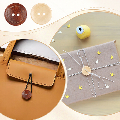 160pcs 8 style Natural Wooden Buttons BUTT-GA0001-06-1