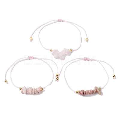 3Pcs 3 Styles Gemstone Braided Bead Bracelets BJEW-JB11146-08-1