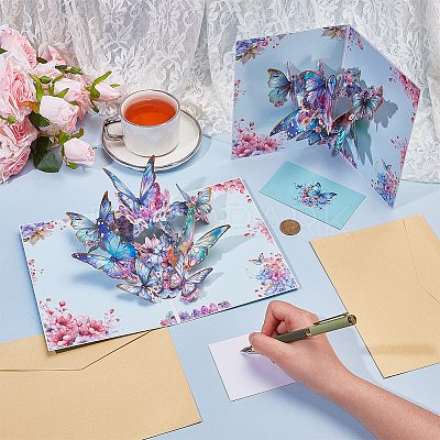 3D Pop Up Flower Paper Teachers' Day Greeting Card AJEW-WH0673-79-1