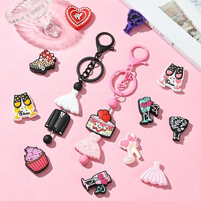 15Pcs 15 Styles Food Grade Silicone Focal Beads SIL-CJ0002-49-1