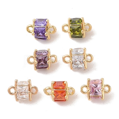 Brass Connector Charms with Glass KK-B100-074G-1