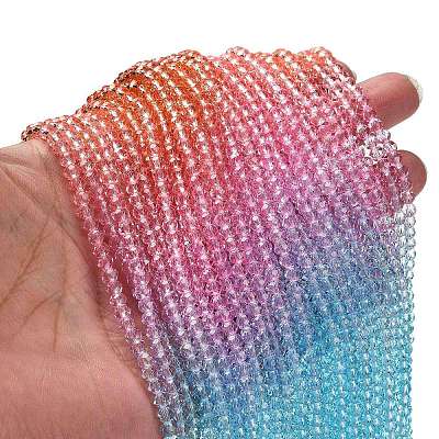 Transparent Painted Glass Beads Strands LS-DGLA-A034-T3mm-A19-1