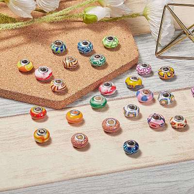 38Pcs 19 Colors Handmade Polymer Clay European Beads CLAY-SZ0001-51-1