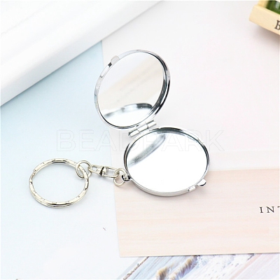 Iron Folding Mirror Keychain DIY-D079-01A-1
