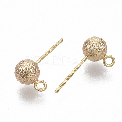Brass Ball Stud Earring Findings KK-T048-010GB-NF-1