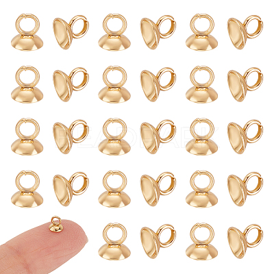 100Pcs 304 Stainless Steel Bead Cap Pendant Bails STAS-UN0042-26B-1