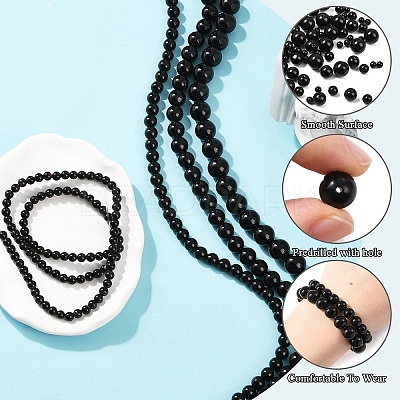 1 Strand Natural Black Onyx Beads Strands G-YW0002-57A-1