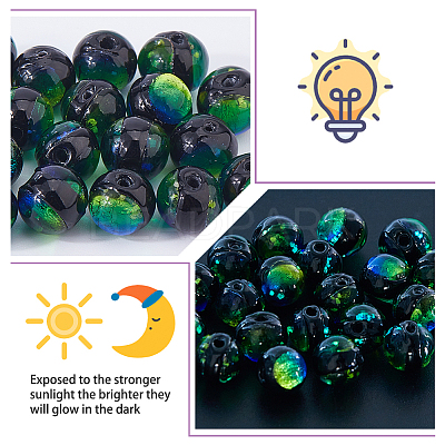 20Pcs Luminous Crackle Glass Beads GLAA-FH0001-89D-1