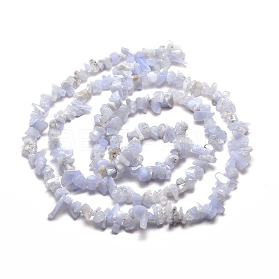 Natural Blue Lace Agate Chips Beads Strands G-M205-50-1